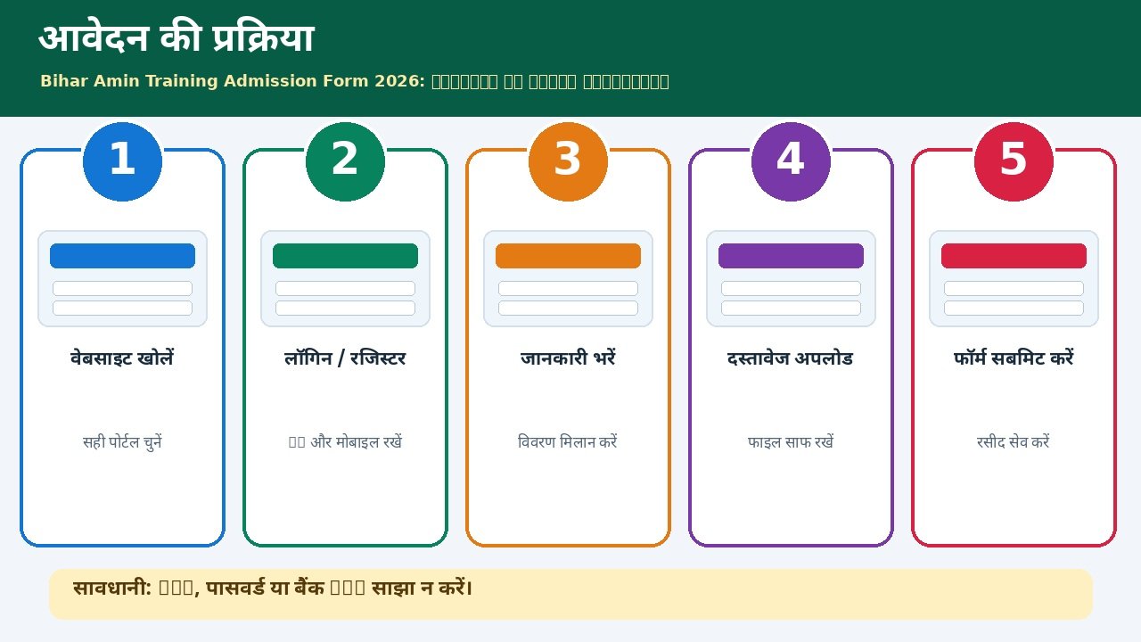 बिहार अमीन ट्रेनिंग में प्रवेश प्रक्रिया के स्टेप्स